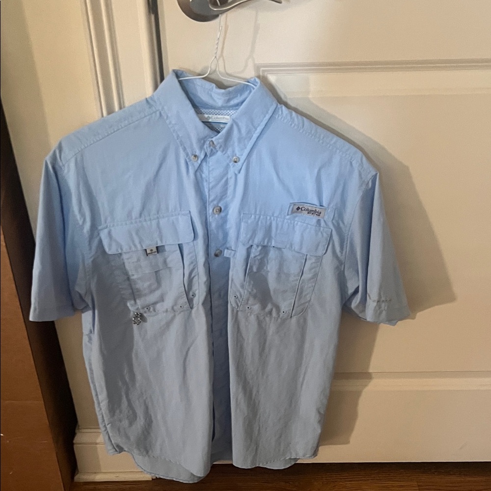 Columbia Men's Sky Blue Fishing Button Down Shirt